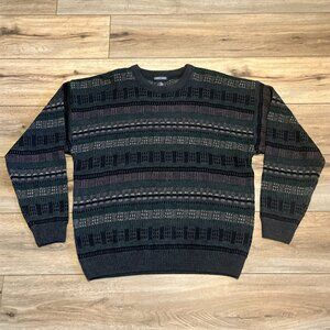 Men's VTG Jantzen Geometric Knit Sweater SZ LARGE Multicolor Grandpa Retro